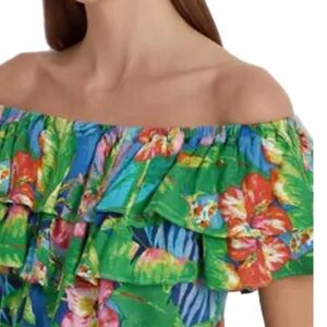 NWT Ralph Lauren Tropical and Floral Off-Shoulder Blouse Size 1X